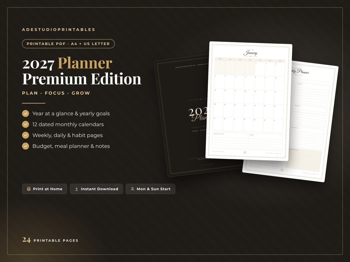2027 printable planner cover